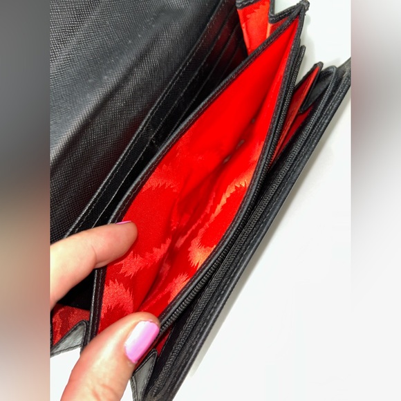 Vivienne Westwood Black Leather Long Wallet w/ Red Interior - Picture 8 of 16